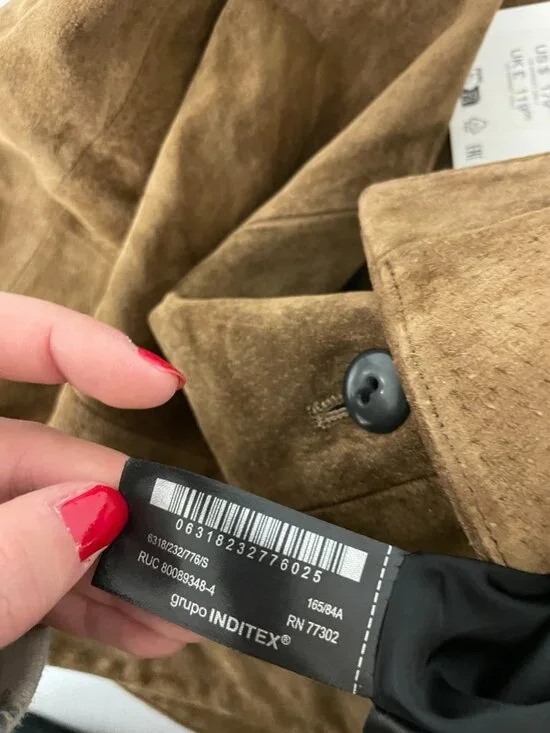 Zara Womens Blazer Jacket Size S Brown Leather Flared Hem Peplum 6318/232 NWT - Picture 9 of 15